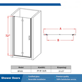 BiFold Shower Door 31" to 32" Wide 72" High - #BFH32