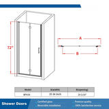 BiFold Shower Door 31" to 32" Wide 72" High - #BFH32