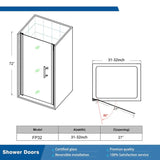 One Panel Pivot Shower Door 28" Wide - CHROME color - #FP28