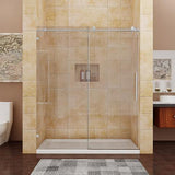 Sliding Shower Door  Fully Frameless Heavy Glass Brushed Nickel 60"Wx72"H
