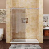 Sliding Shower Door  Fully Frameless Heavy Glass Brushed Nickel 60"Wx72"H