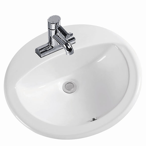 Vanity Bathroom Sink Top Mount Oval White #SK25-WH