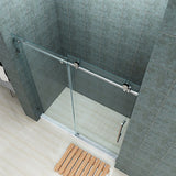 FULLY FRAMELESS SHOWER DOOR - BP05P2-6079CB 60" WIDE 79" HIGH CLEAR TEMPERED GLASS, BRUSHED NICKEL